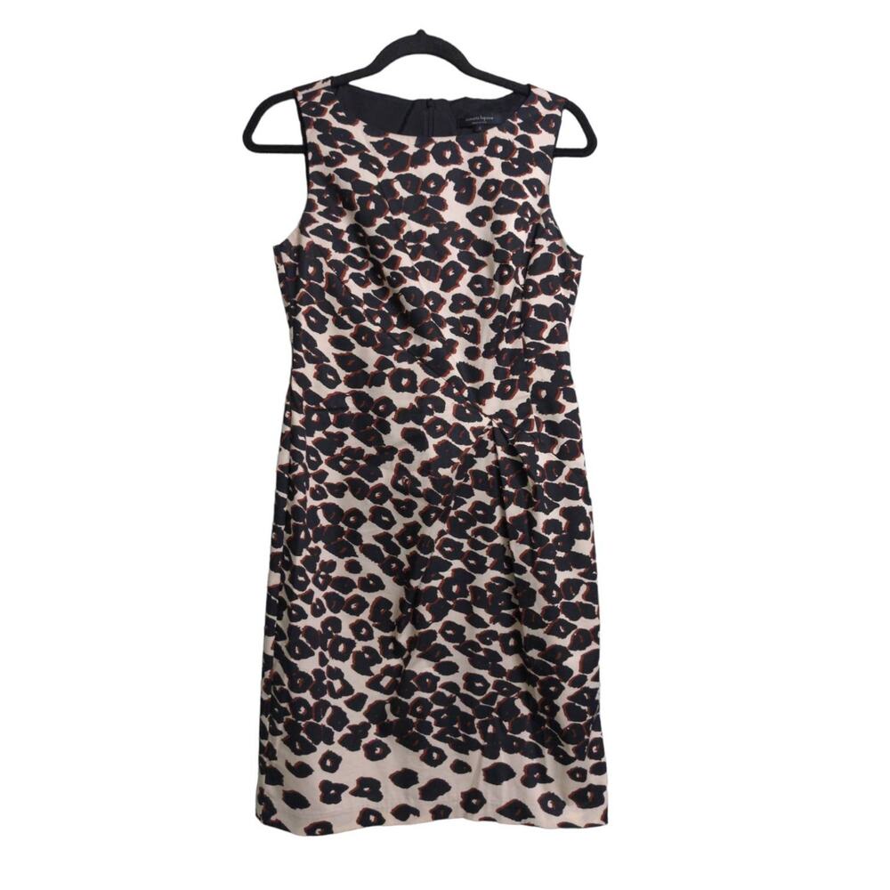 Nanette Lepore Womens Sheath Dress Black Leopard Print Stretch Sleeveless USA 6